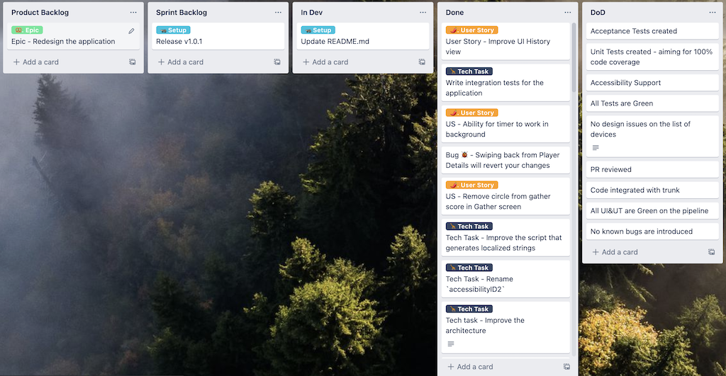 Football Gather Trello Kanban Board